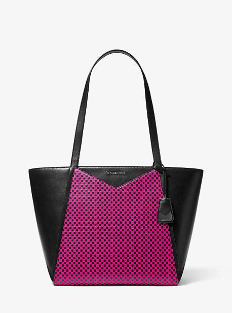 whitney large logo ballet multi michael kors|Whitney Large Checkerboard Logo Leather Tote Bag .